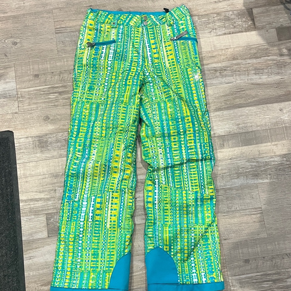 Spyder Green and Blue Patterned Ski Pants